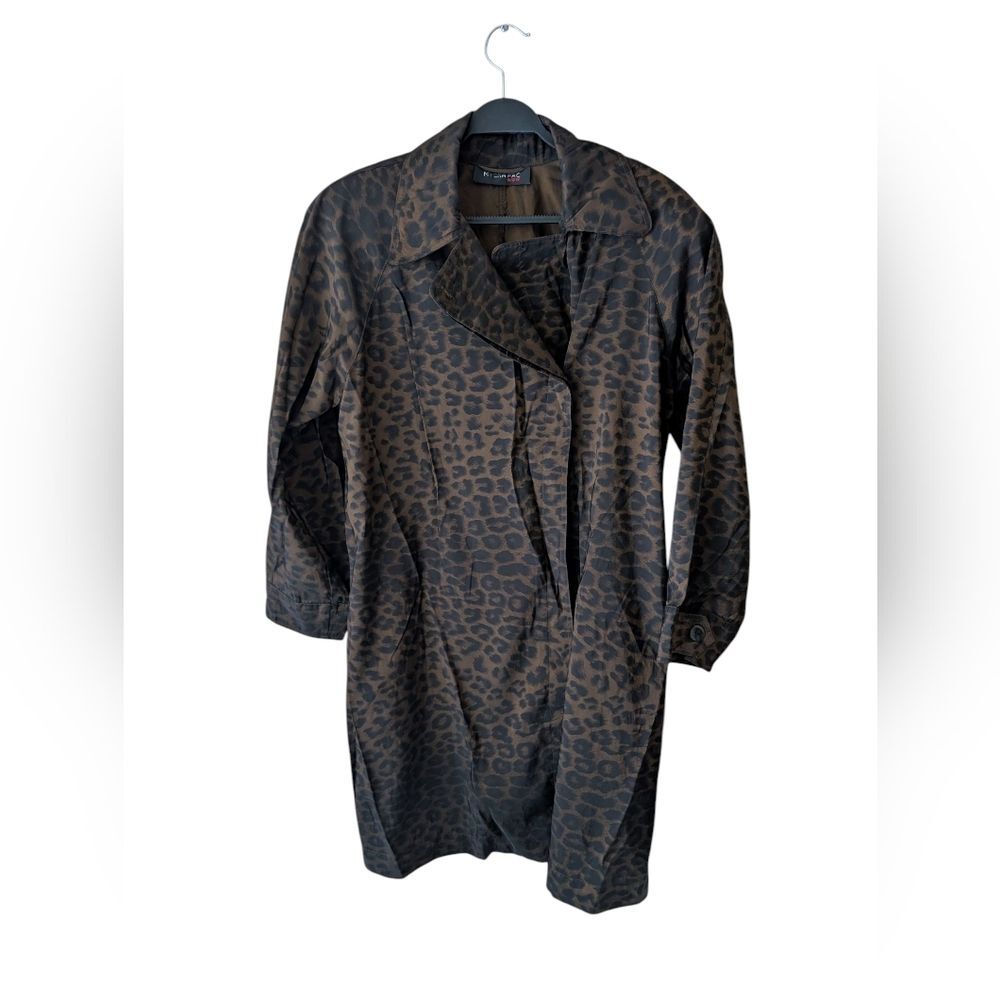 Mycra Pac Leopard Animal Print Brown Black Mob Wife Raincoat Jacket Size Medium